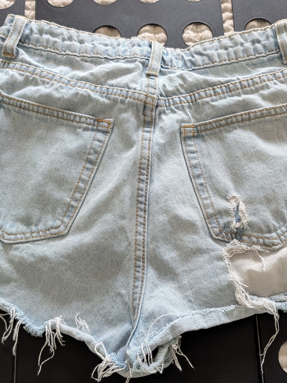 Missguided Light Blue Distressed Denim Shorts